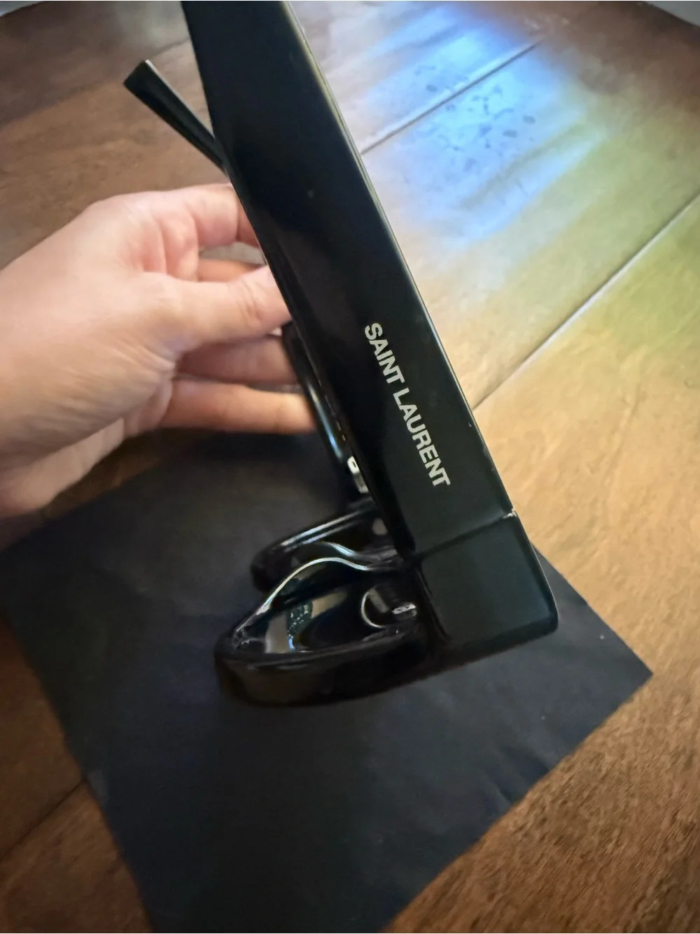 Saint Laurent Sleek Logo Cat Eye Black Sunglasses SL-676 001